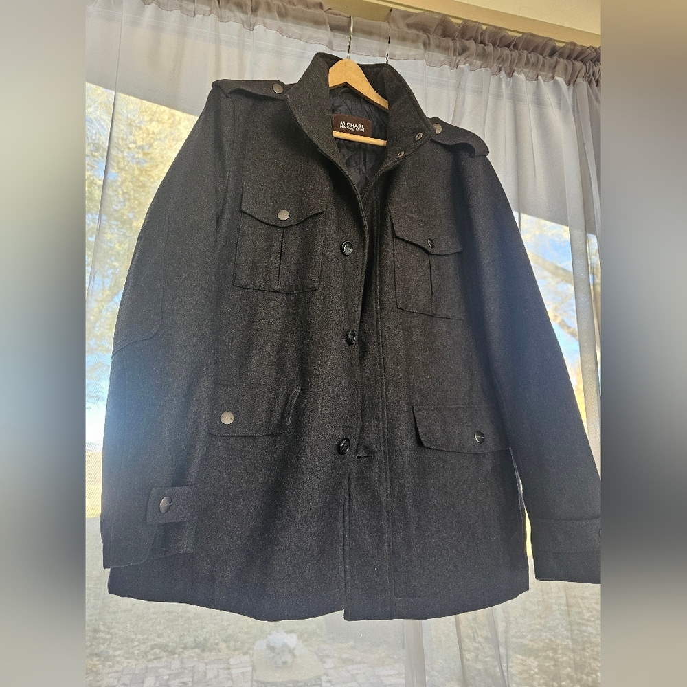 MICHAEL KORS Wool Mens Grey Jacket SIZE LARGE